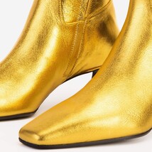 The Golden Glow Gold Leather Kitten Heel Women Boot image 4