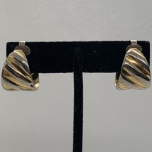 Vintage Clip-On Earrings Swirl Design Silver Gold-Tone - $15.61