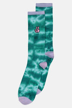 Sun + Stone Men&#39;s Crew Length Embroidered Peace Tie Dye Socks GREEN/CREA... - $9.89