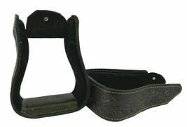 Adult Western Horse Saddle Dark Brown Tooled Leather Covered Saddle Stir... - $38.80
