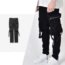 Pocket Buckle Streamer Functional Pants Couple Feet Jeans - £19.54 GBP+