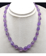 Vintage Natural Amethyst Beaded Engraved Pear 242 Ct Gemstone Silver Nec... - $6,048.93 MXN