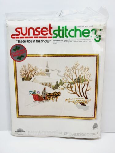 SUNSETSunset Stitchery Christmas Keepsake - Sleigh Ride in the Snow Design By - $22.77