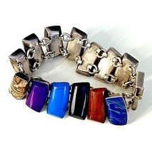 Massive 950 Sterling Silver Multi Gemstone Bracelet Sky - £189.75 GBP