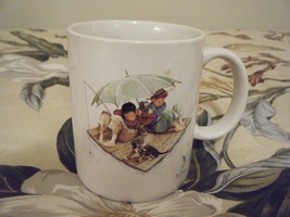 Vintage Fisherman&#39;s Paradise by Norman Rockwell 1987 Coffee Mug Cup #30 - £7.38 GBP