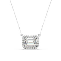 2.15 Ct IGI CERTIFIED F/VS1 EmeraldCut Lab Grown Diamond Halo Pendant wi... - $35,117.31 MXN