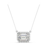 2.15 Ct IGI CERTIFIED F/VS1 EmeraldCut Lab Grown Diamond Halo Pendant wi... - €1.605,85 EUR