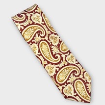 ERMENEGILDO ZEGNA Paisley Silk Tie in Burgundy, Tan, and Gold - $43.54