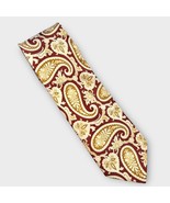 ERMENEGILDO ZEGNA Paisley Silk Tie in Burgundy, Tan, and Gold - $59.41 CAD