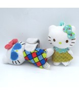 Hello Kitty Plush Set Of 2 Bullsitoy Sanrio Wristsnap Dangler New - $185.83 MXN