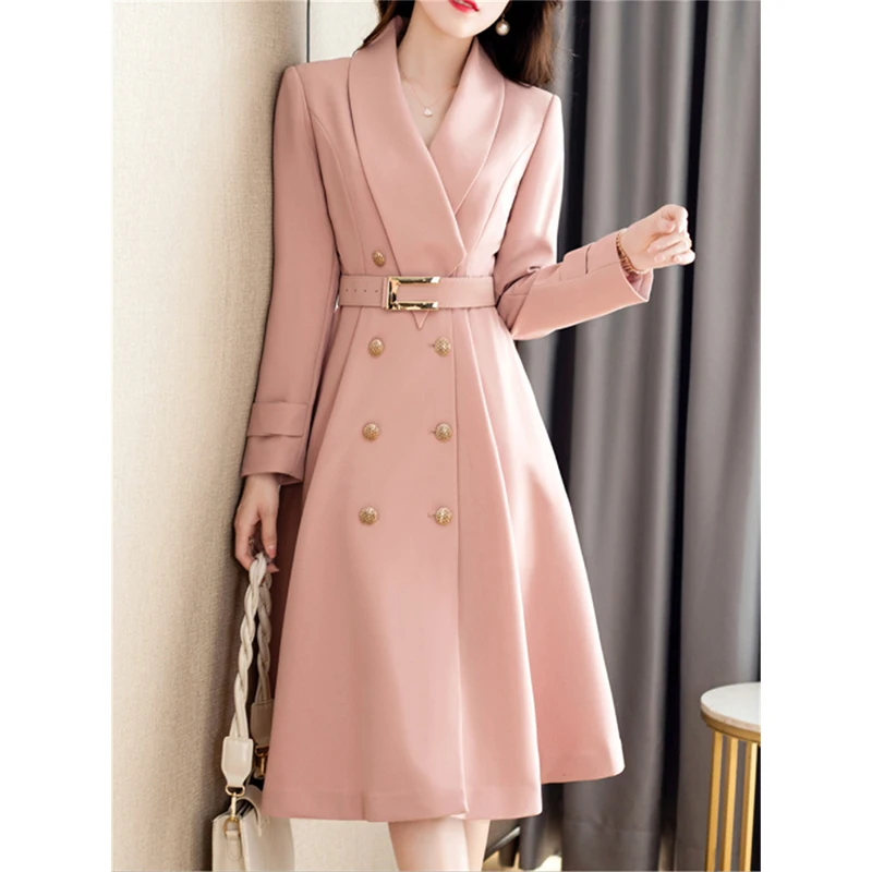 New Spring  khaki Color Trench Coat Woman New Korean Long Women Trench Coat Over - £214.69 GBP