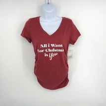 &quot;All I Want For Christmas Is You&quot; Wine V-Neck Maternity T-Shirt NWT $24 - $9.90