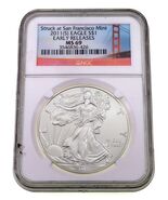2011-(S) S$1 Silver American Eagle Graded by NGC as MS-69 Early Releases... - $118.76