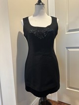 VTG Gemma Kahng  LBD Mini Wool  Sleeveless Black Dress Scooped Neck Tuni... - $68.31