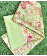 Green Organza With Banarasi Border Dupatta For Women, Veil, Indian Fashion DP010 - $47.99