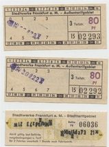 3 Frankfurt au Main Germany Public Transport Tickets 1970's Betten Amendt - $17.82