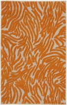3&#39; X 4&#39; Orange And Ivory Abstract Stain Resistant Indoor Outdoor Area Rug - £78.06 GBP