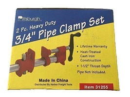 NEW Pittsburgh 2 Pc 3/4&quot; Heavy Duty Pipe Clamp Set - Minor box damage - #31255 . - $55.53