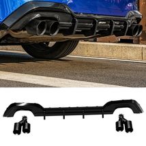 Gloss Black Rear Bumper Diffuser+Exhaust Pipe fits BMW 3 Series 330i 2020 AKASAK - £401.37 GBP