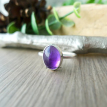 Amethyst Oval Gemstone Solid 925 Sterling Silver Anniversary Gift Ring - $8.91+