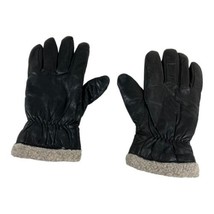 ISOTONER Women’s Genuine Leather  Faux Fur Sherpa Lining Wrist Black Size M - £14.94 GBP