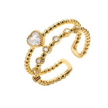 Gold Silver Heart Statement Ring Opening Adjustable Cubic Zirconia Doubl... - £20.39 GBP