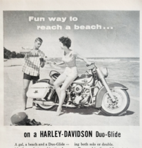 1960 Harley Davidson Motorcycle Advertisement Duo-Glide Beach Vintage DWF25 - $29.99