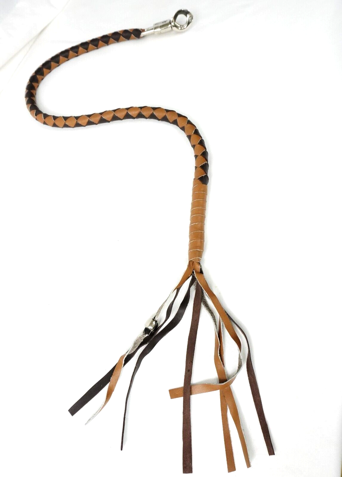 Genuine Leather Motorcycle Whip Get Back whip with Tassels 41&quot; BROWN - $26.99