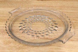 Vintage Jeannette Glass Cube Pattern Round Handled Tidbit Tray Clear 8.25&quot; - $14.43