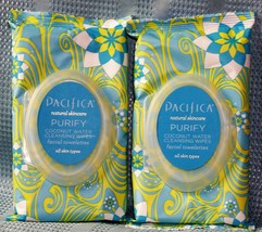 Pacifica Purify Coconut Water Cleansing Facial Wipes - 30 Towelettes - Pack of 2 - £17.14 GBP