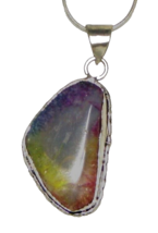 Nat. Multicolored Boulder Opal Gemstone on 925 Sterling Silver 26 in. Necklace - $34.65