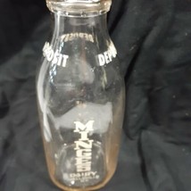 Vintage Minges Dairy Wellsville N. Y. Glass Clear Quart Milk Bottle  Dep... - £14.49 GBP