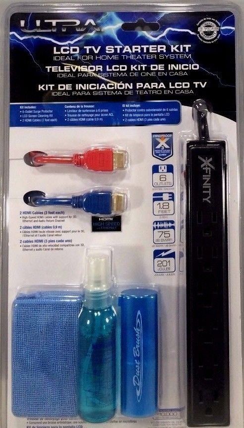 Ultra - U12-42409 - LCD TV Screen Cleaner Kit 2x 3' (1.8m) HDMI Cables, 6 Outlet - $12.95