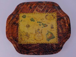 LIL GRASS SHACK METAL11x13 SERVING TRAY THE SANDWICH ISLES 1856 MAP COOR... - $3.99