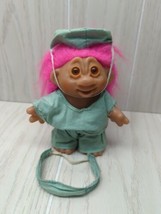 Dam troll doctor surgeon doll wearing scrubs pink hair vintage USED 1986 - £10.16 GBP