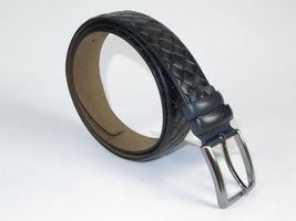 Men Navy Genuine Leather Belt PIERO ROSSI Turkey Soft Full Grain #Navy Woven image 5