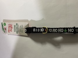 Merry &amp; Bright Collection XS Festive Christmas Dog Collar Black Ho Ho Ho 8-12” - £6.80 GBP