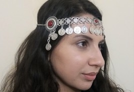 Tigran the Great Forehead Flowery Silver-Plated Drop, Armenian Headpiece... - $58.00