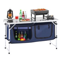 Camping Kitchen Table Folding Portable Cook Station 3 Adjustable Height ... - $82.16