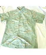 Hook and Tackle Outfitters Fish Print Button Down Short Sleeve Shirt Lar... - £11.25 GBP