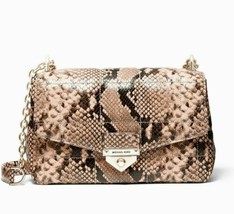 Michael Kors Soho Large Snake Embossed Tan Quilted Leather Crossbody Bagnwt! - £228.95 GBP