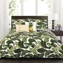 Full Queen-Green Tropical Paradise Quilt-Leaf Palm Rainforest Reversible ~NEW~ - £58.84 GBP