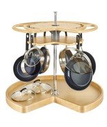 28&quot; Diameter Wood Swiveling Lazy Susan with 7 Metal Hooks for Pots and Pans - $372.59