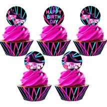 Roller Skating Cupcake Toppers And Wrappers - 24 Cupcake Toppers And 24 ... - $19.99