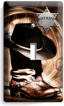 Country Cowboy Boots Hat Lasso Sheriff Star 1 Gang Light Switch Plate Room Decor - £15.17 GBP