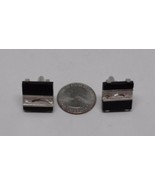 Cuff Links Men&#39;s Fashion Accessory Cufflink Silver Toned &amp; Onyx Black - $17.33