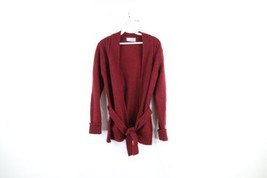 Vintage 60s 70s Streetwear Womens Small Blank Cable Knit Belted Cardigan Sweater - £47.59 GBP