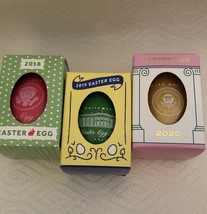 3 Trump White House Easter Eggs 2018 Pink &amp; 2019 Green 2020 Gold Egg Signed W Box - £58.88 GBP