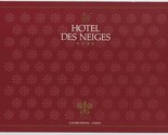 Hotel Des Neiges Brochure &amp; Tarif 1996 Courchevel Cedex Savoie France  - $17.80