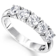 5 Stone Engagement Ring Solid 925 Sterling Silver Ring Women Wedding Band - £56.44 GBP